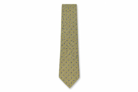 Mens Van Heusen Gold Geometric 100% Silk  Tie