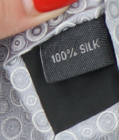 Austin Reed Men's Silver Geometric Silk Tie One Size