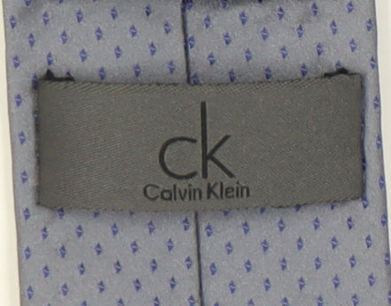 Mens Calvin Klein Grey Geometric 100% Silk  Tie
