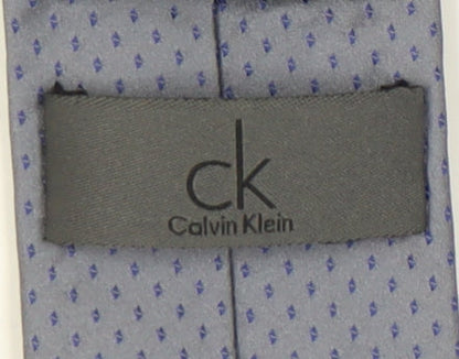 Mens Calvin Klein Grey Geometric 100% Silk  Tie