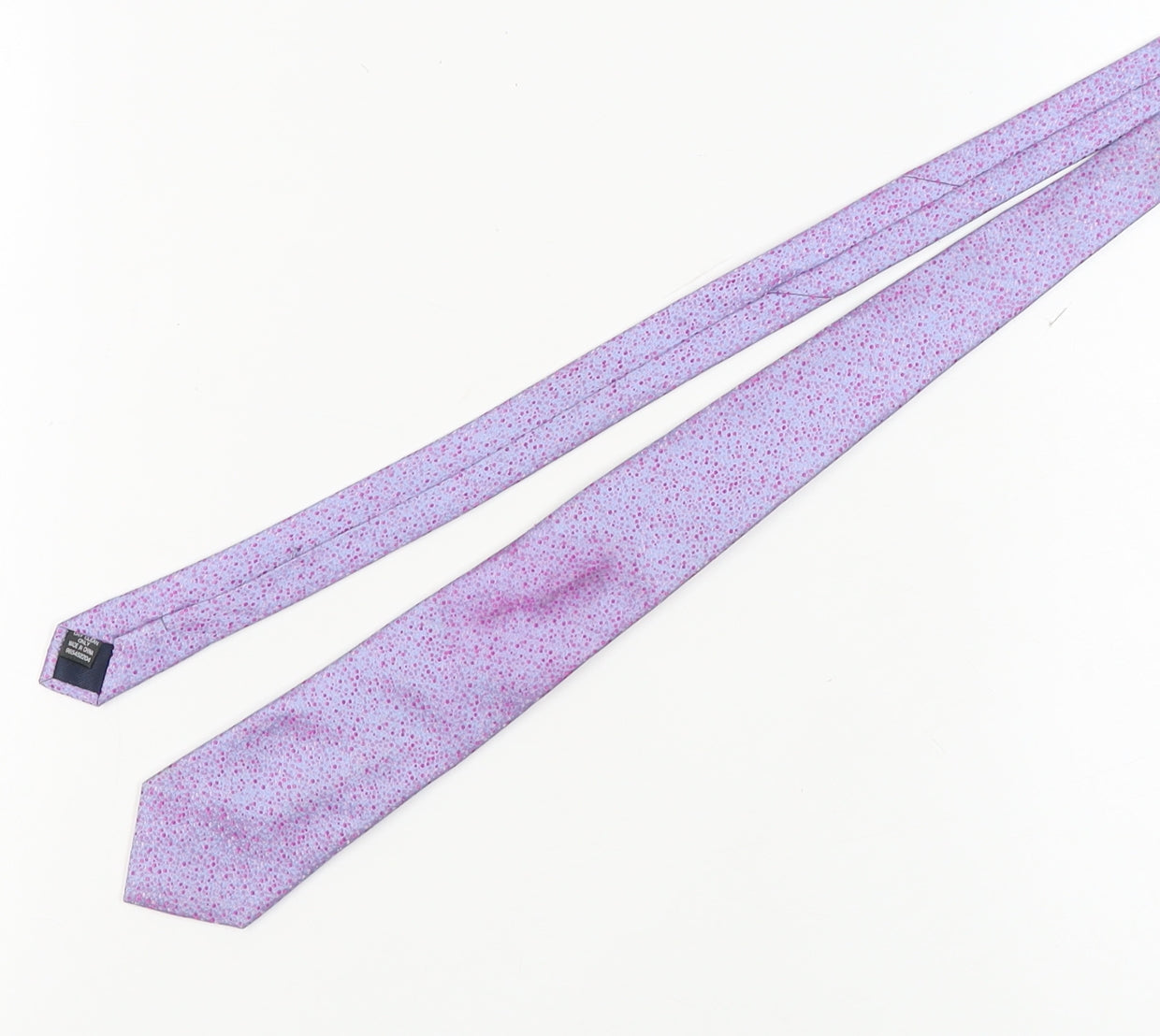 Moss 1851 Men's Purple Silk Slim Tie, Floral Pattern - One Size