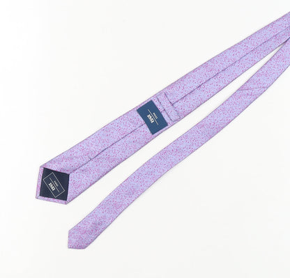 Moss 1851 Men's Purple Silk Slim Tie, Floral Pattern - One Size