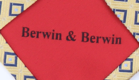 Mens Berwin & Berwin Beige Geometric 100% Silk  Tie