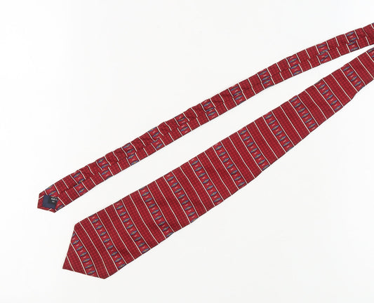 Van Heusen Red Silk Geometric Tie for Men - One Size