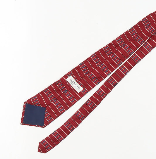 Van Heusen Red Silk Geometric Tie for Men - One Size
