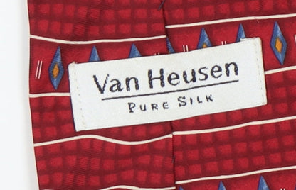 Van Heusen Red Silk Geometric Tie for Men - One Size