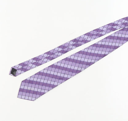 Jacques Ester Purple Plaid Silk Men's Tie - Elegant Style