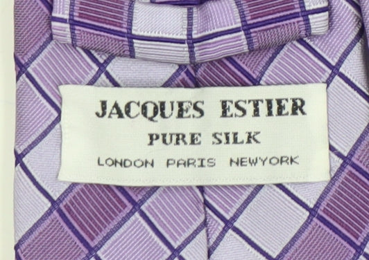 Jacques Ester Purple Plaid Silk Men's Tie - Elegant Style