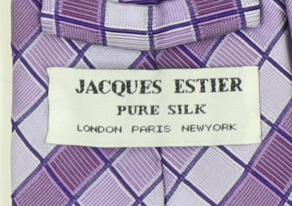 Jacques Ester Purple Plaid Silk Men's Tie - Elegant Style