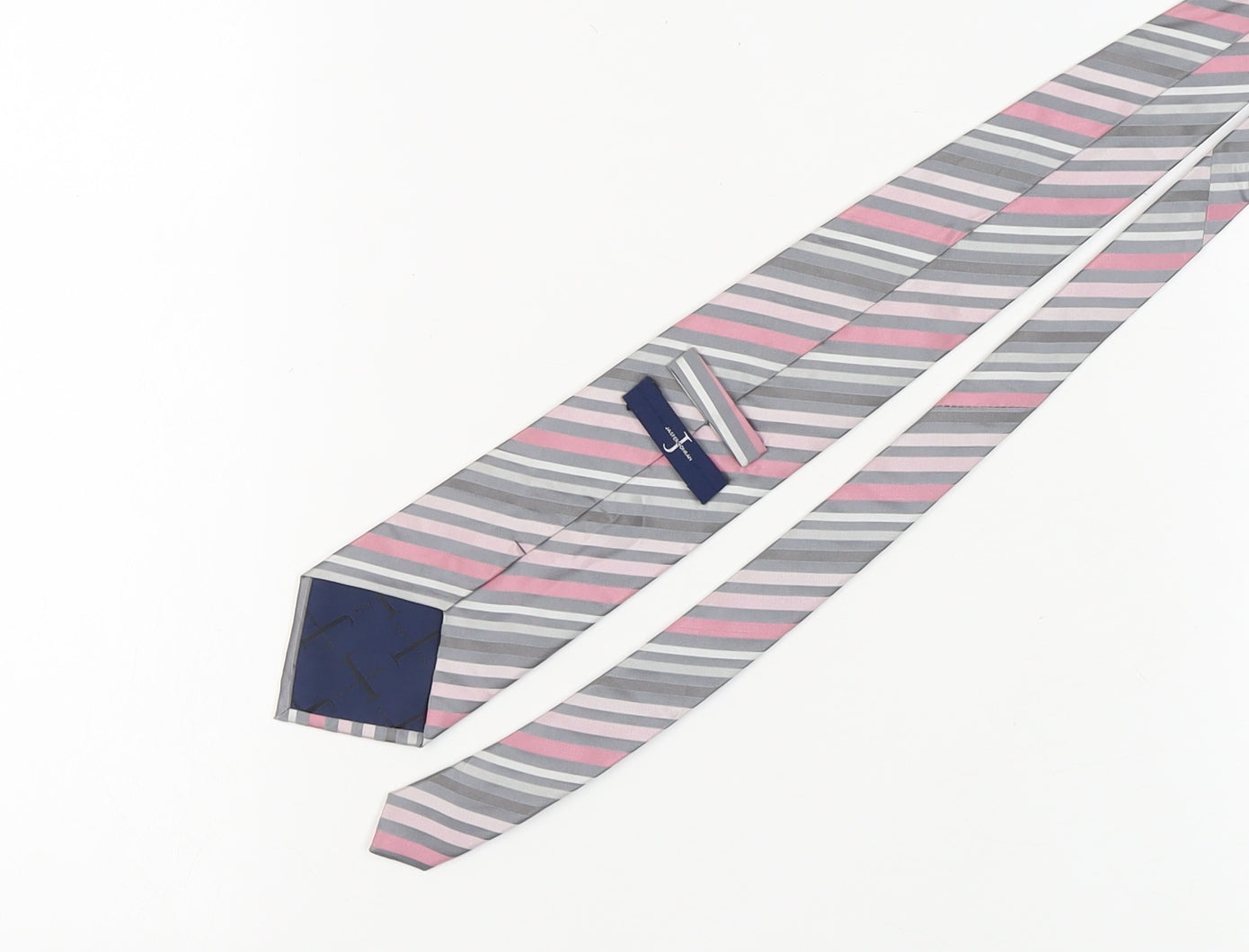 Jasper Conran Men's Grey Pink Striped Silk Tie