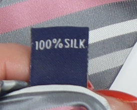 Jasper Conran Men's Grey Pink Striped Silk Tie