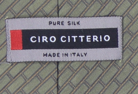 Mens Ciro Citterio Green Geometric 100% Pointed Tie