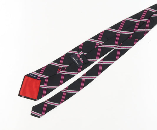 Mens Daniel Hechter Black Plaids & Checks 100% Silk  Tie