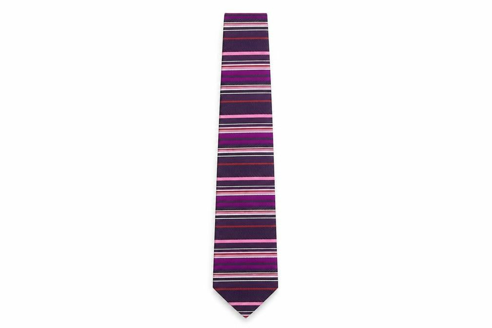 Mens Pierre Cardin Purple Striped 100% Silk  Tie
