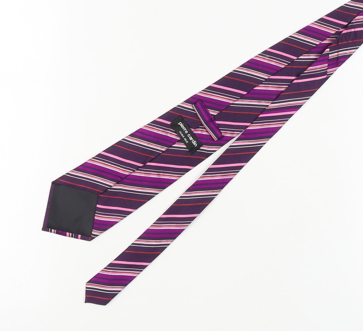 Pierre Cardin Men's Purple Striped Silk Tie One Size
