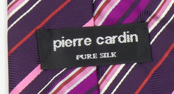 Pierre Cardin Men's Purple Striped Silk Tie One Size