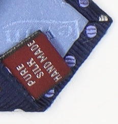 T.M.Lewin Men's Blue Silk Polka Dot Tie Handmade