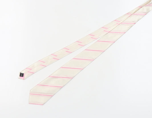 Jeff Banks Men’s Ivory Pink Striped Silk Tie