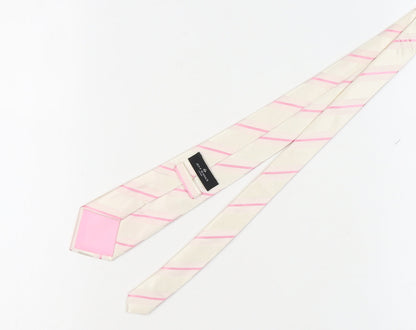 Jeff Banks Men’s Ivory Pink Striped Silk Tie