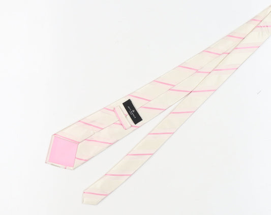 Jeff Banks Men’s Ivory Pink Striped Silk Tie