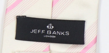 Jeff Banks Men’s Ivory Pink Striped Silk Tie