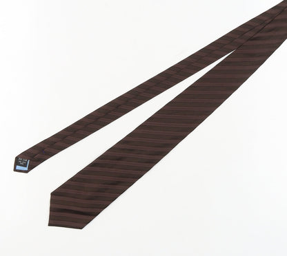 Mens Dehavilland Brown Striped 100% Silk  Tie