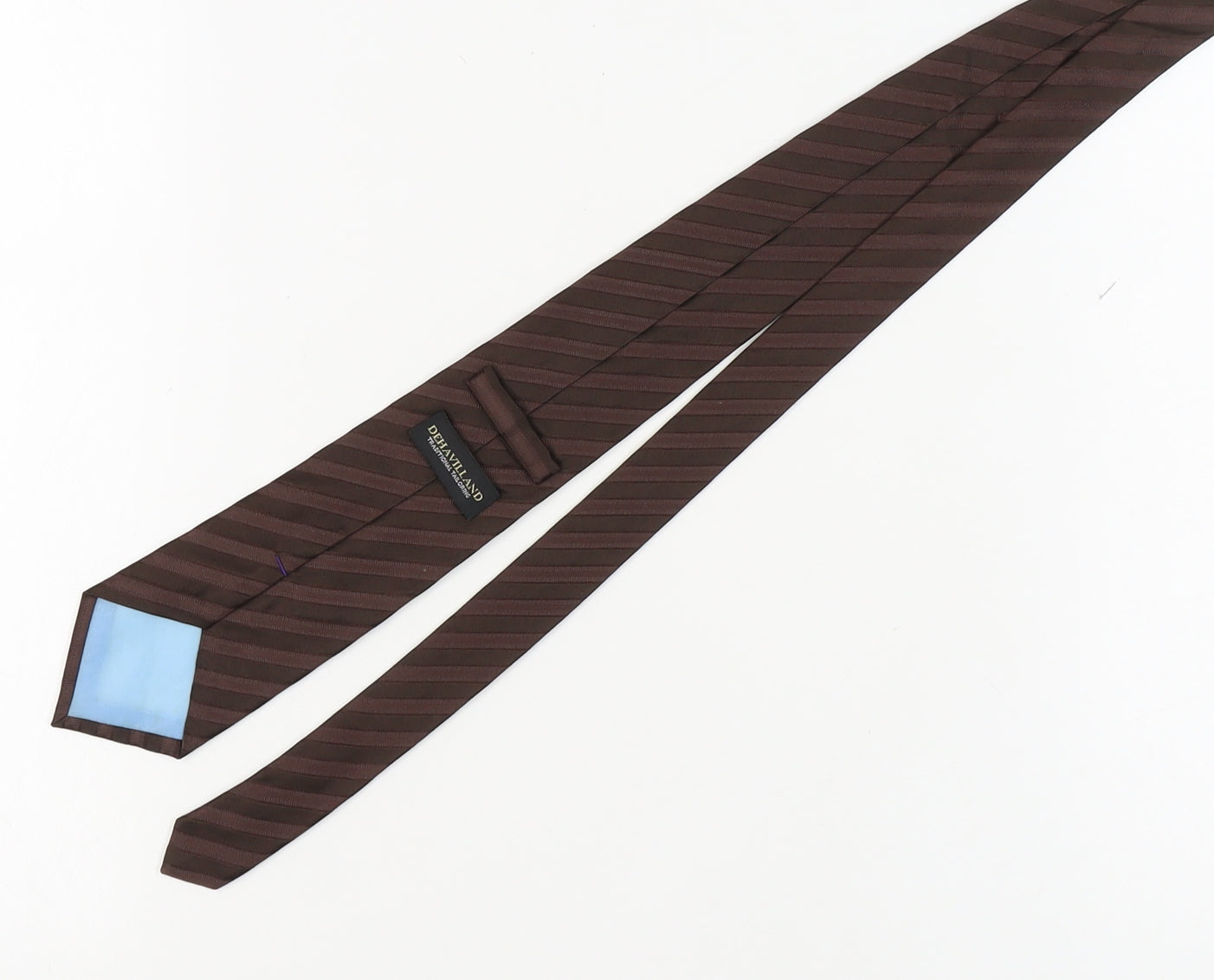 Mens Dehavilland Brown Striped 100% Silk  Tie