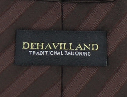 Mens Dehavilland Brown Striped 100% Silk  Tie