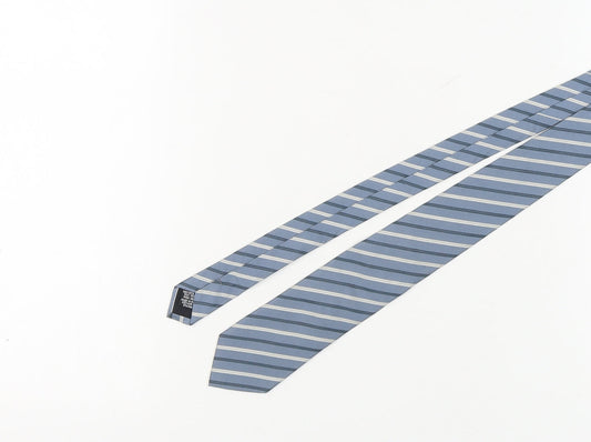 Hugo Boss Men's Blue Striped Silk Designer Tie