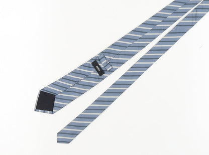 Hugo Boss Men's Blue Striped Silk Designer Tie
