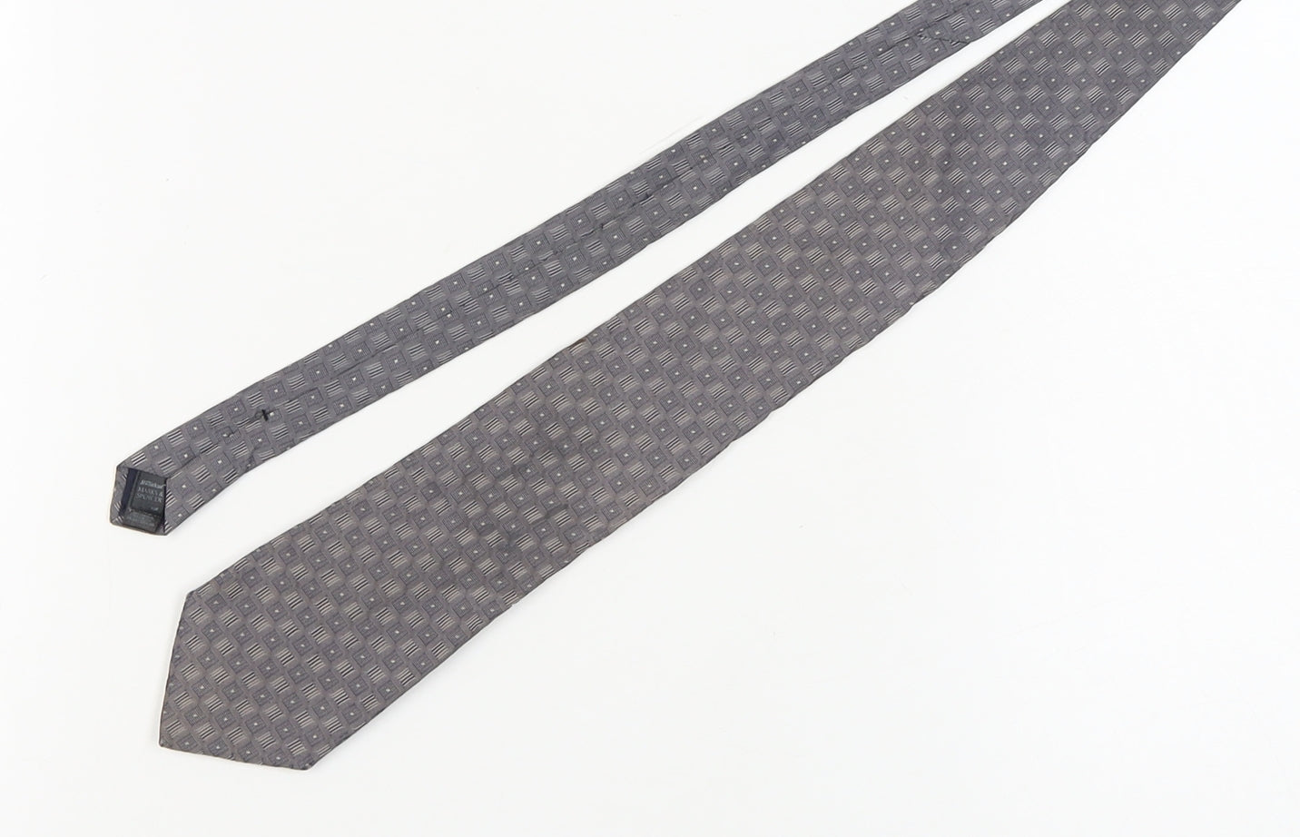 Marks and Spencer Men's Grey Silk Tie Geometric Pattern