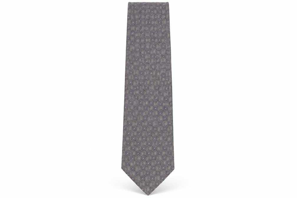 Marks & Spencer Men's Grey Silk Tie Geometric Pattern