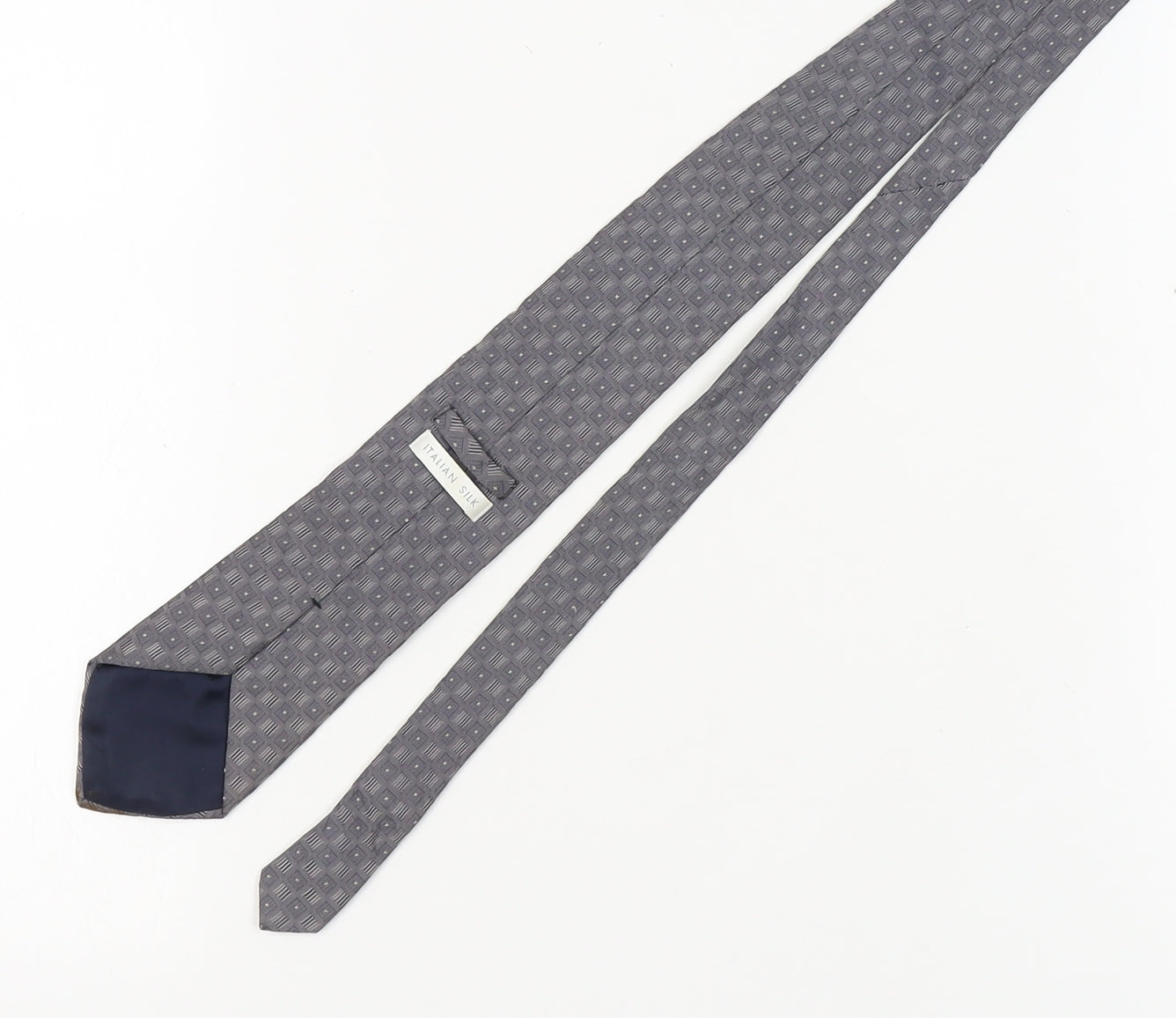Marks and Spencer Men's Grey Silk Tie Geometric Pattern