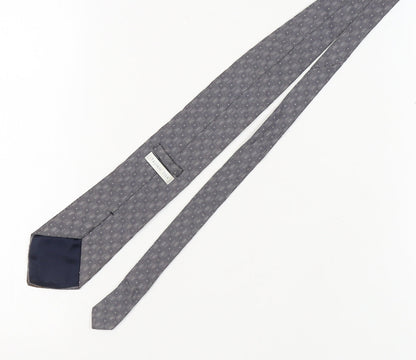 Marks and Spencer Men's Grey Silk Tie Geometric Pattern