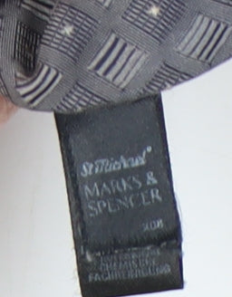 Marks and Spencer Men's Grey Silk Tie Geometric Pattern