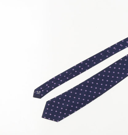 Mens Dehavilland Blue Polka Dot 100% Silk  Tie