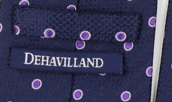 Mens Dehavilland Blue Polka Dot 100% Silk  Tie