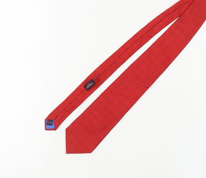 Mens T.M.Lewin Red Polka Dot 100% Silk  Tie