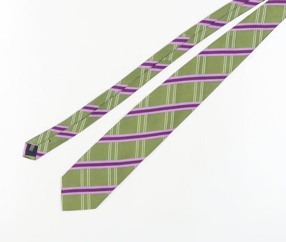 Mens Ben Sherman Green Striped 100% Silk  Tie