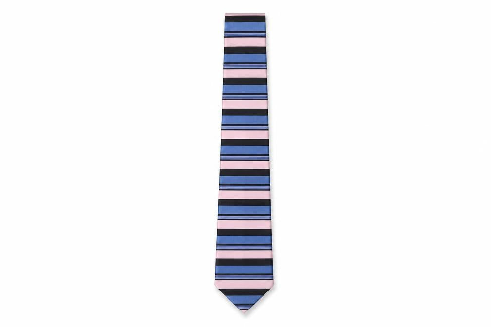 Mens Jeff Banks Blue Striped 100% Silk Pointed Tie