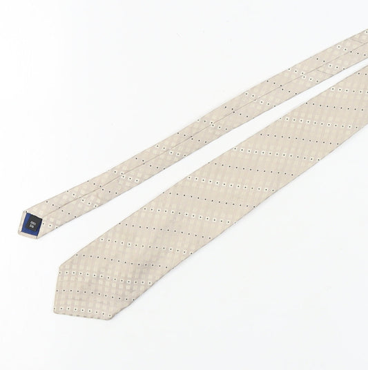 Jeff Banks Men's Beige Checked Silk Tie