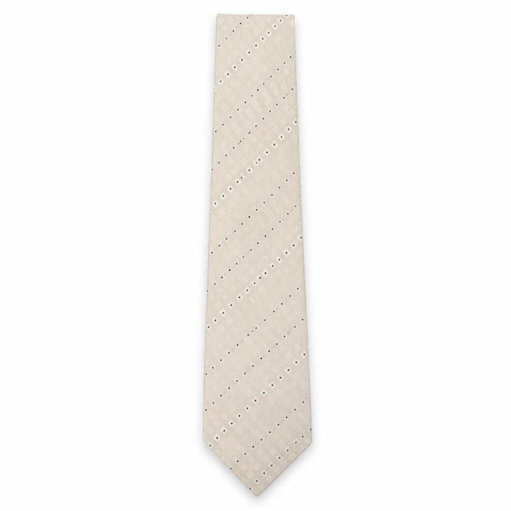 Mens Jeff Banks Beige Plaids & Checks 100% Silk  Tie