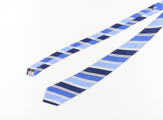 Jeff Banks Men's Blue Striped Silk Designer Tie