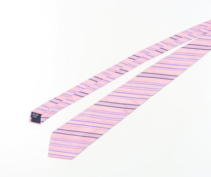 Mens Dehavilland Pink Striped 100%  Tie