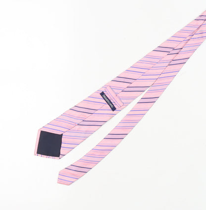 Mens Dehavilland Pink Striped 100%  Tie