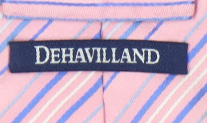 Mens Dehavilland Pink Striped 100%  Tie