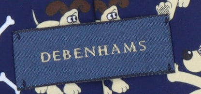 Mens Debenhams Blue Animal Print 100% Polyester  Tie