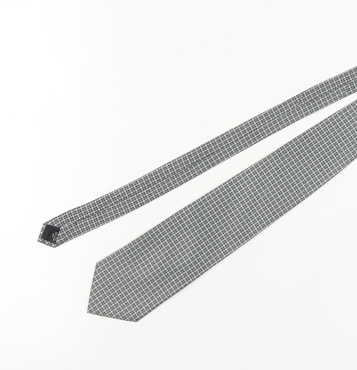 Pierre Cardin Men's Grey Checked Silk Designer Tie