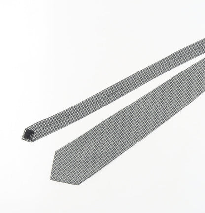 Pierre Cardin Men's Grey Checked Silk Designer Tie