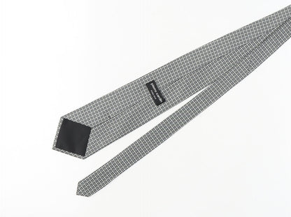 Pierre Cardin Men's Grey Checked Silk Designer Tie